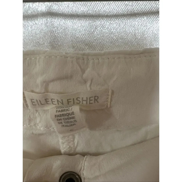 Eileen Fisher White Organic Linen Crop Cargo Utility Pants Womens Sz 8 Gorpcore‎ - Picture 2 of 9